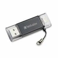 Verbatim VB71276 USB flash sürücü 128 GB USB Type-A / Lightning 3.2 Gen 1 (3.1 Gen 1) Gri, Transparan USB Bellek