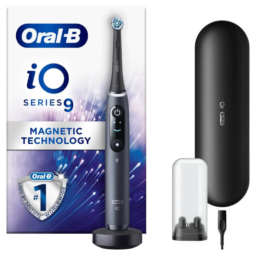 Oral-B iO ORAIO9BK elektrikli diş fırçası Yetişkin Döner diş fırçası Siyah Şarjlı Diş Fırçaları