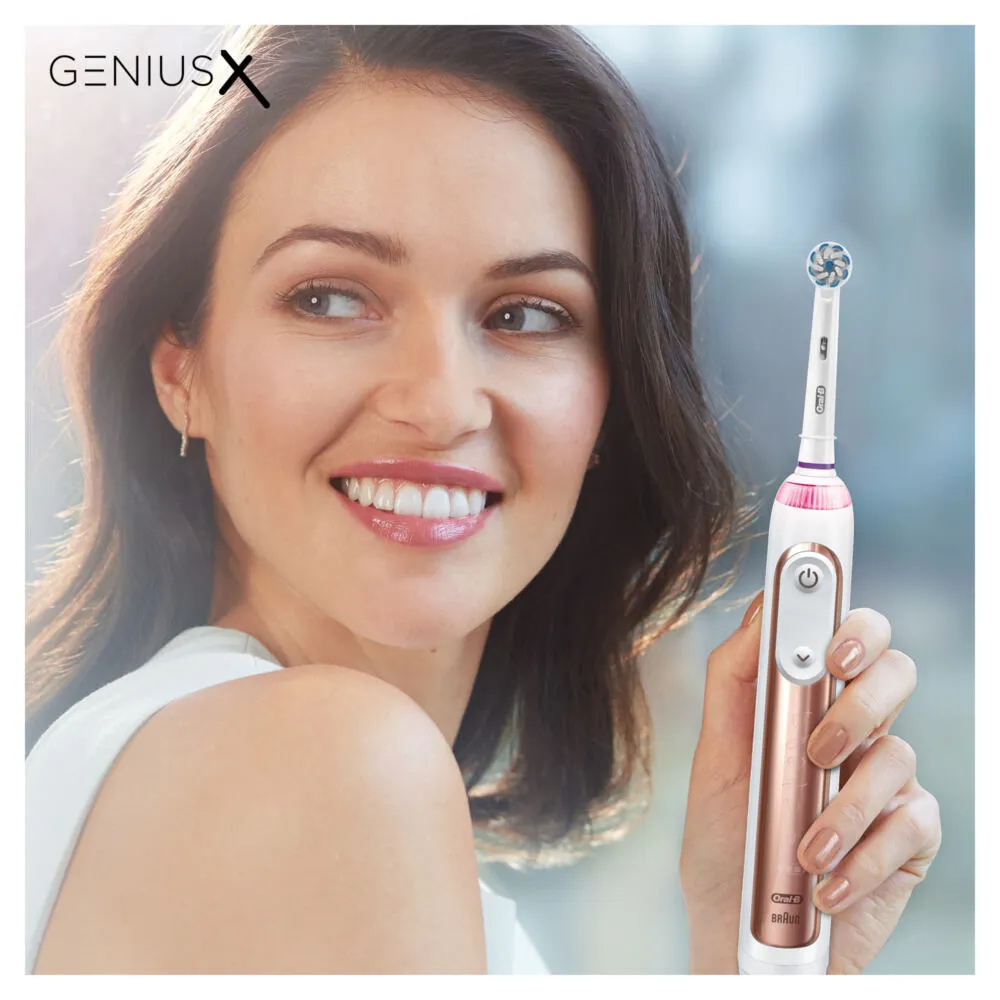 Oral-B Genius X ORAGENXDUO elektrikli diş fırçası Yetişkin Siyah, Pembe Altın Rengi Thumbnail 1