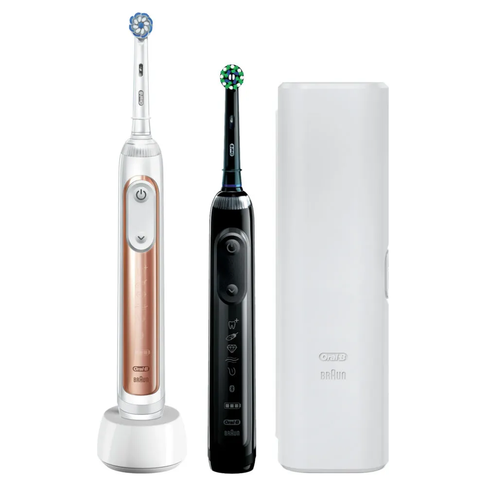 Oral-B Genius X ORAGENXDUO elektrikli diş fırçası Yetişkin Siyah, Pembe Altın Rengi Thumbnail 2