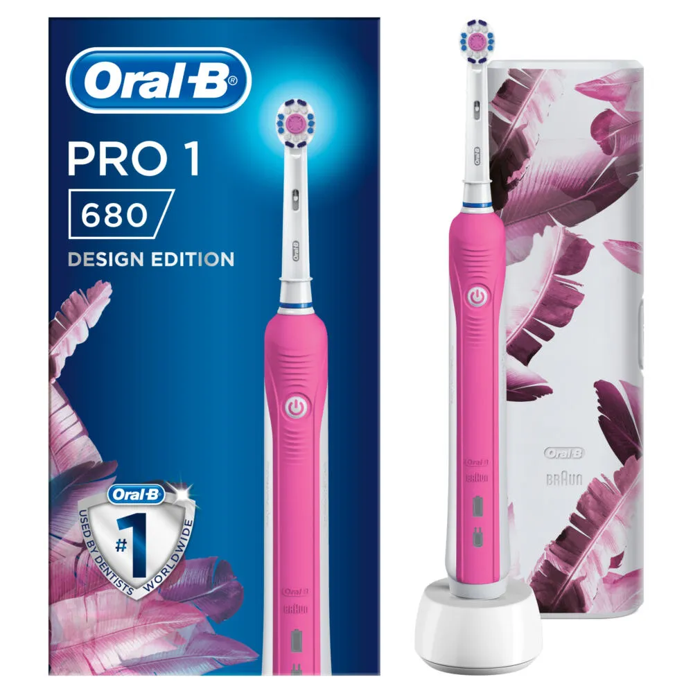 Oral-B Pro 1 680 Yetişkin Titreşimli diş fırçası Pembe, Beyaz Thumbnail 1