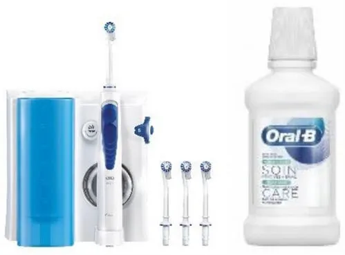 Oral-B OxyJet Hydropulseur Pack Super-bulles Yetişkin Döner diş fırçası Mavi, Beyaz Şarjlı Diş Fırçaları
