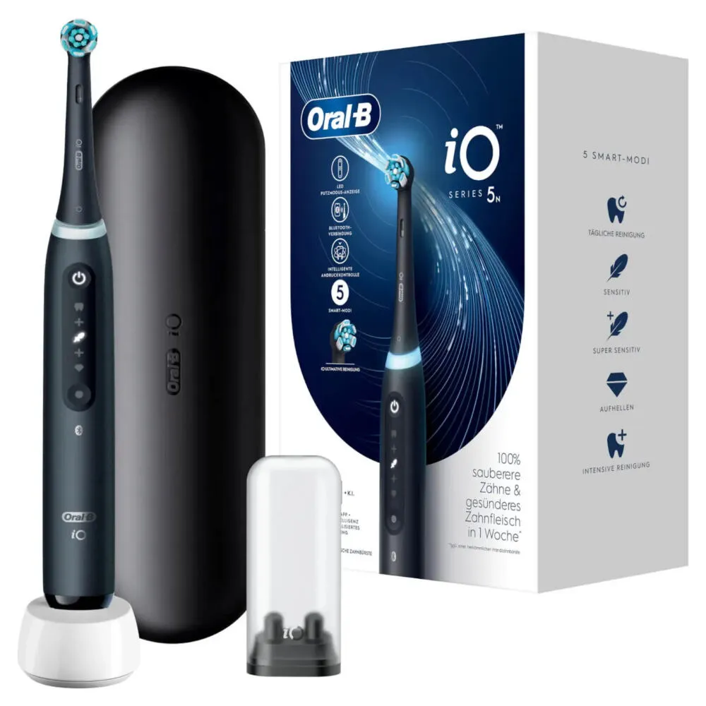 Oral-B iO Series 5 Yetişkin Titreşimli diş fırçası Siyah Şarjlı Diş Fırçaları