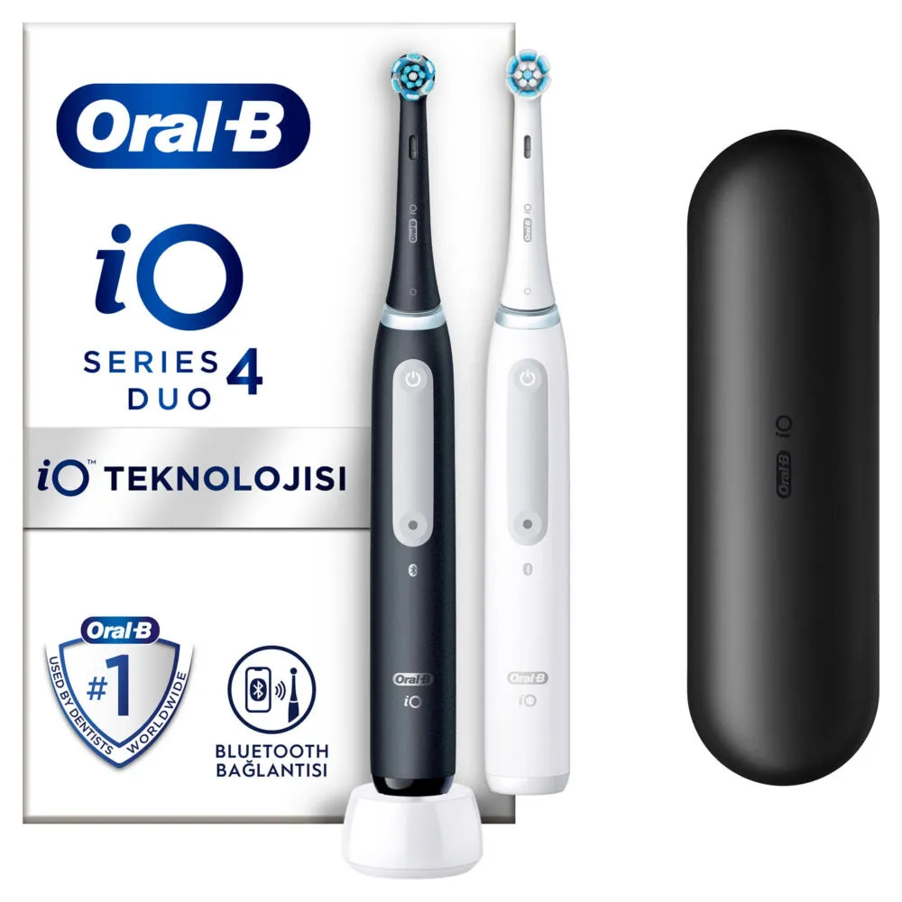 Oral-B iO Series 4 Yetişkin Titreşimli diş fırçası Siyah, Beyaz Thumbnail 1