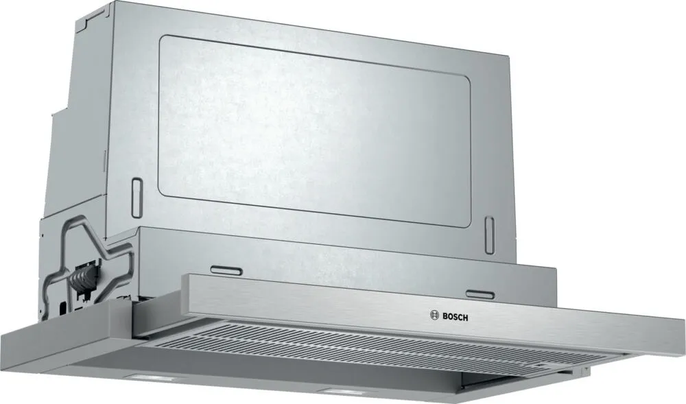 Bosch Serie 4 DFS067A51B ocak bacası Yarı yerleşik (dışa çekmeli) Gümüş 399 m³/Saat Davlumbaz ve Aspiratö