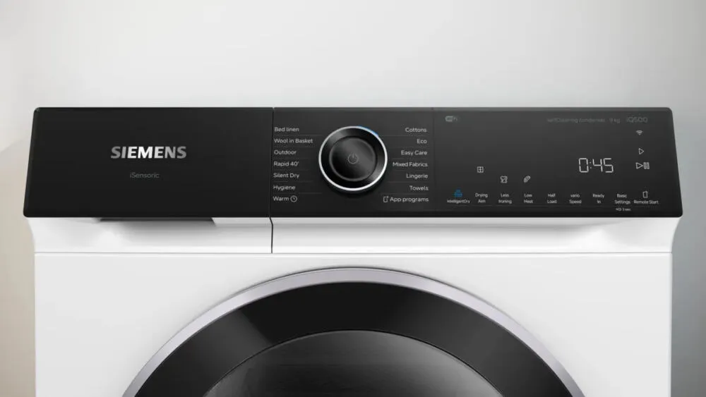 Siemens iQ500 WQ46H2D9GB kurutucu Solo Önden yüklemeli 9 kg Beyaz Thumbnail 1