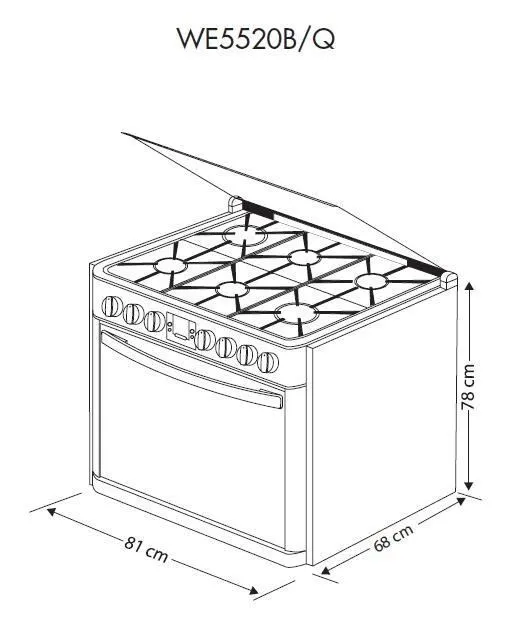 Whirlpool WE5520B/Q Ocaklı fırın Built-in cooker Doğal gaz Siyah Thumbnail 1