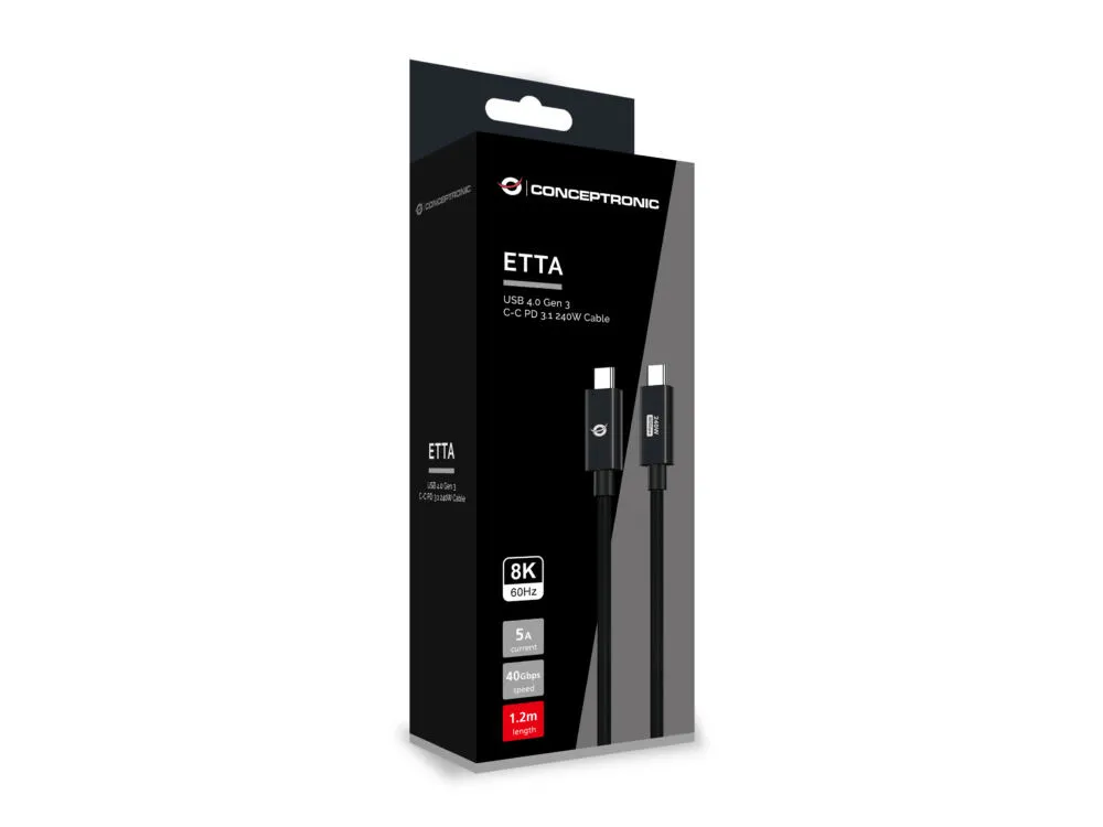 Conceptronic ETTA04B12 USB C to USB C (1,2 m) USB Kablosu Thumbnail 5
