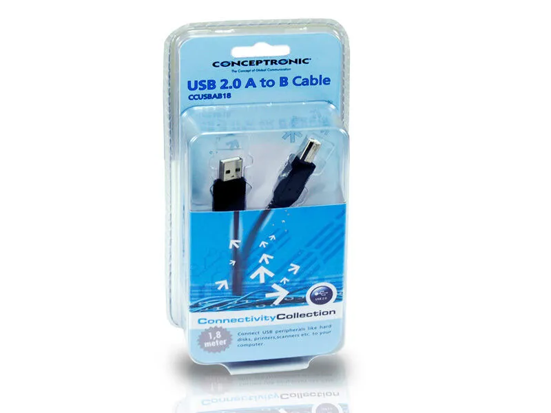 Conceptronic CCUSBAB18 13000391 USB A to USB B (1,8 m) USB Kablosu Thumbnail 2