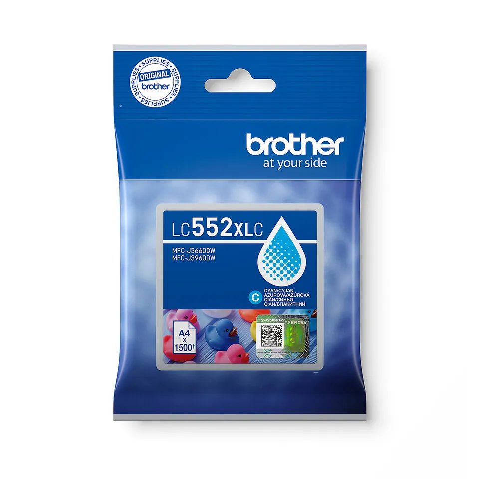Brother LC552XLC mürekkep kartuşu 1 adet Orijinal Cam Göbeği