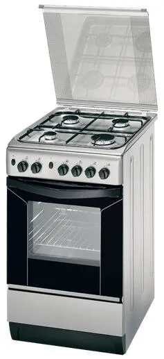 Indesit K1G21(X)/R Ocaklı fırın Bağımsız ocak Doğal gaz Siyah, Paslanmaz çelik