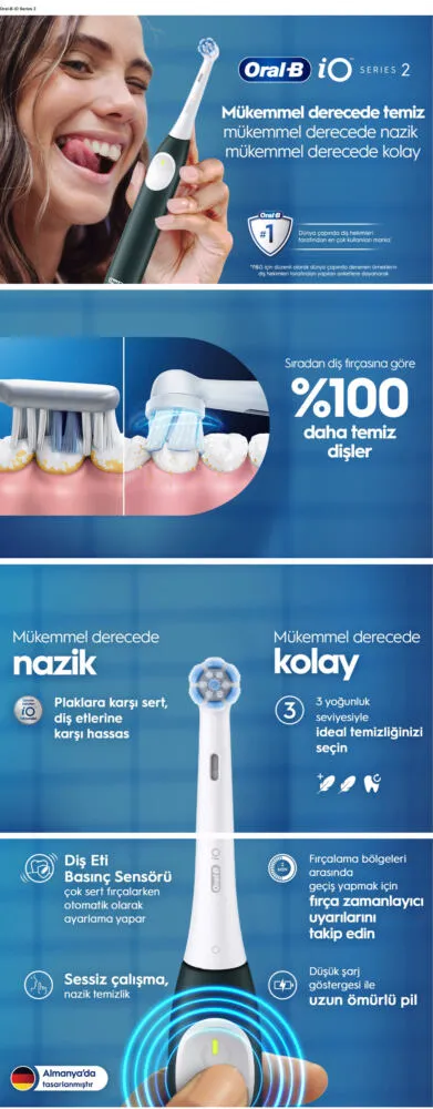 Oral-B iO IO2 ŞARJLI YEŞIL DIŞ FIRÇASI + SEYAHAT ÇANTASI Thumbnail 5