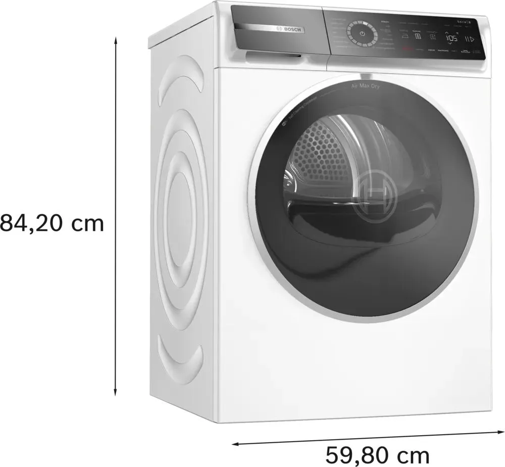 Bosch Serie 8 WRB247C5NL kurutucu Solo Önden yüklemeli 9 kg Beyaz Thumbnail 4
