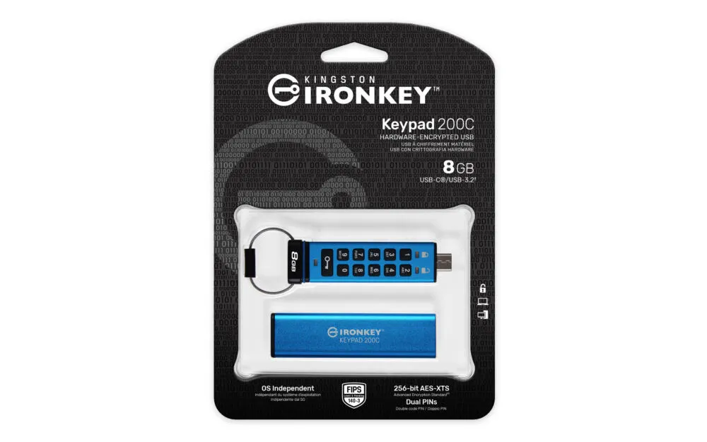Kingston Technology IronKey Keypad 200 IKKP200C/8GB 8 GB Type-C USB 3.2 Flash Bellek Thumbnail 4