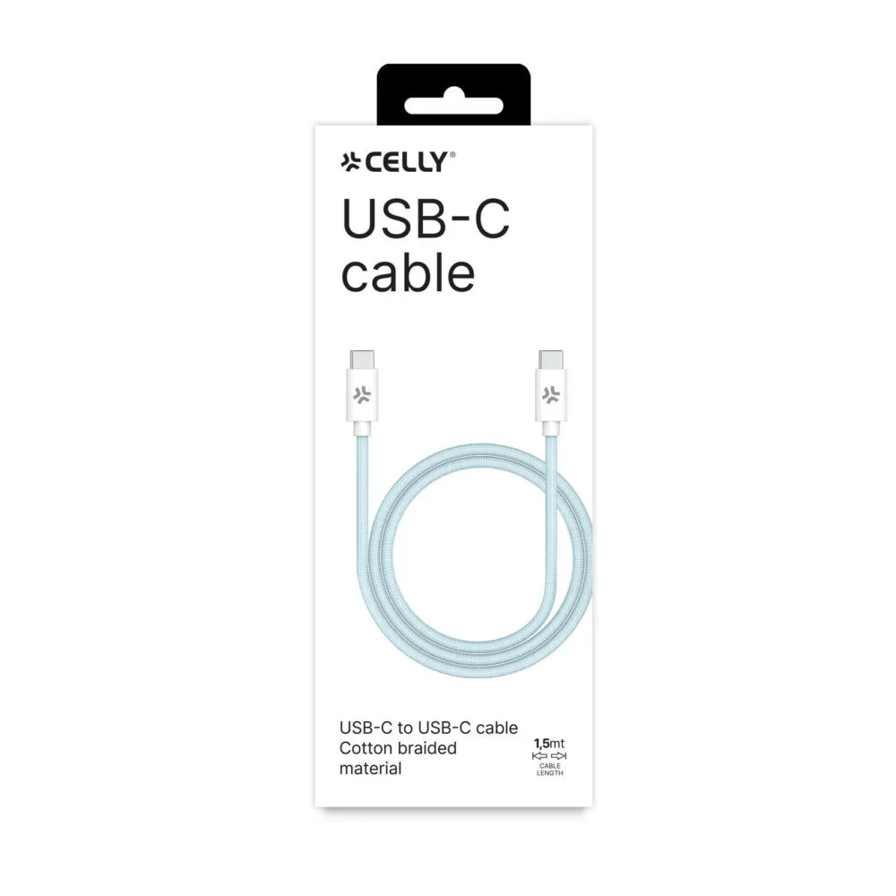 Celly USBCUSBCCOTTLB USB C to USB C (1,5 m) USB Kablosu Thumbnail 4