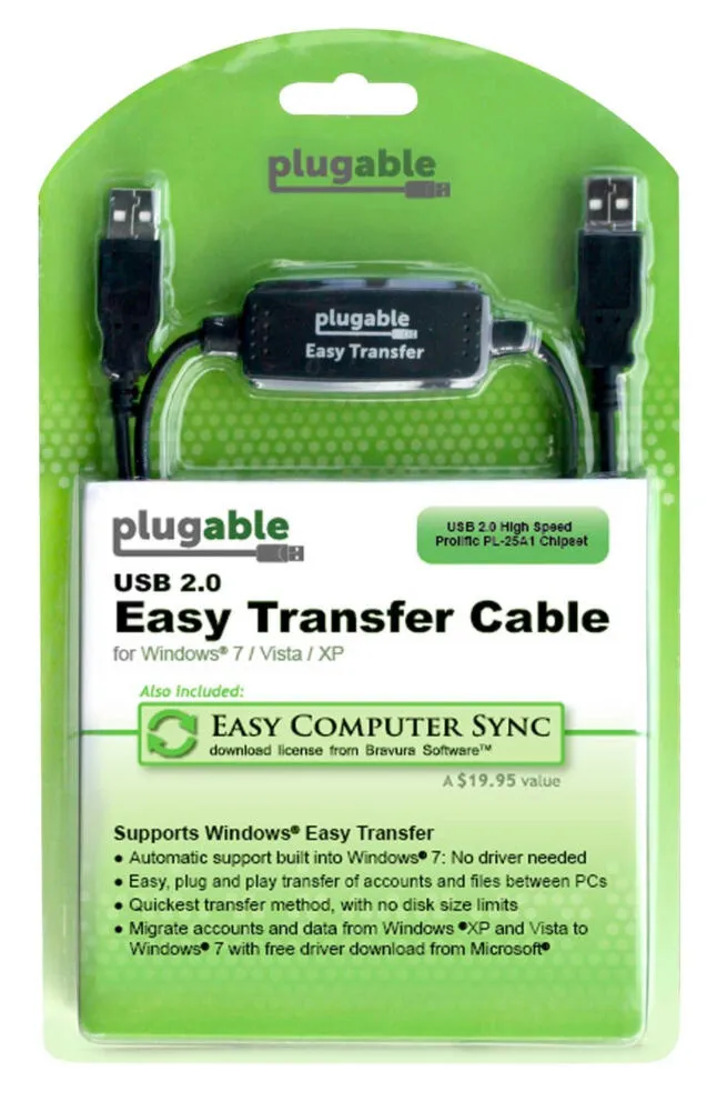 Plugable Technologies USB-EASY-TRAN USB A to USB A (1,8 m) USB Kablosu USB Kabloları Thumbnail 1