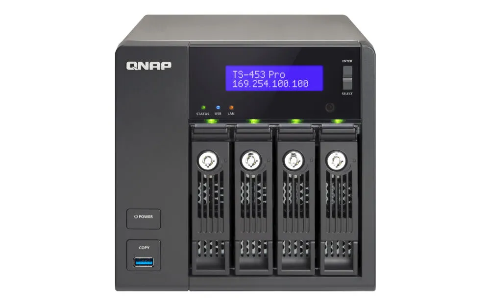 QNAP TS-453 Pro NAS Dikey (Tower) Intel® Celeron® 8 GB DDR3L 24 TB HDD QNAP QTS Alüminyum, Siyah