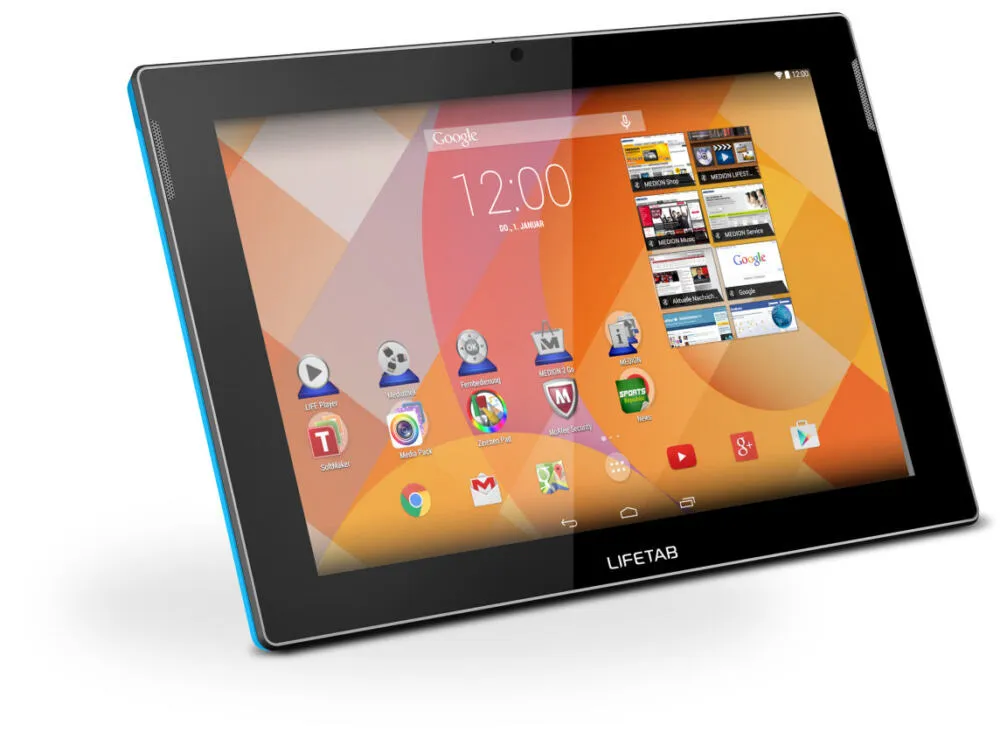 MEDION LIFETAB S10345 Intel Atom® 32 GB 25,6 cm (10.1") 2 GB Wi-Fi 4 (802.11n) Android Siyah, Mavi Tablet