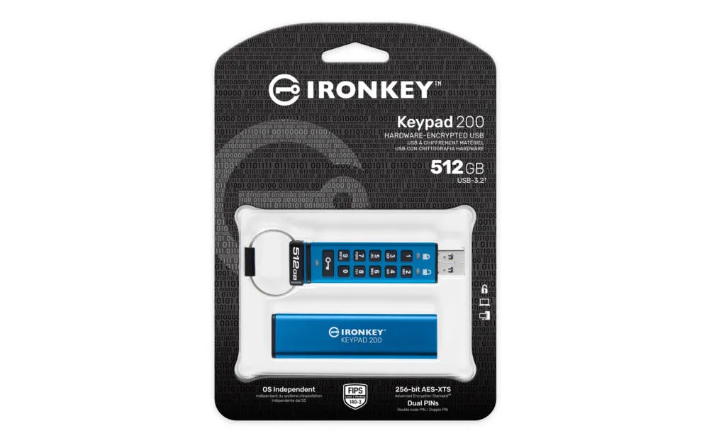 Kingston Technology IronKey Keypad 200 IKKP200/512GB 512 GB USB 3.2 280 MB/s Flash Bellek Thumbnail 4