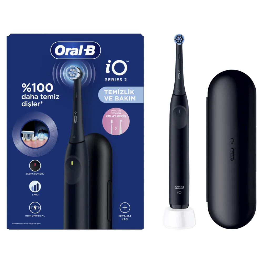 Oral-B iO IO2 ŞARJLI SIYAH DIŞ FIRÇASI + SEYAHAT ÇANTASI Şarjlı Diş Fırçaları