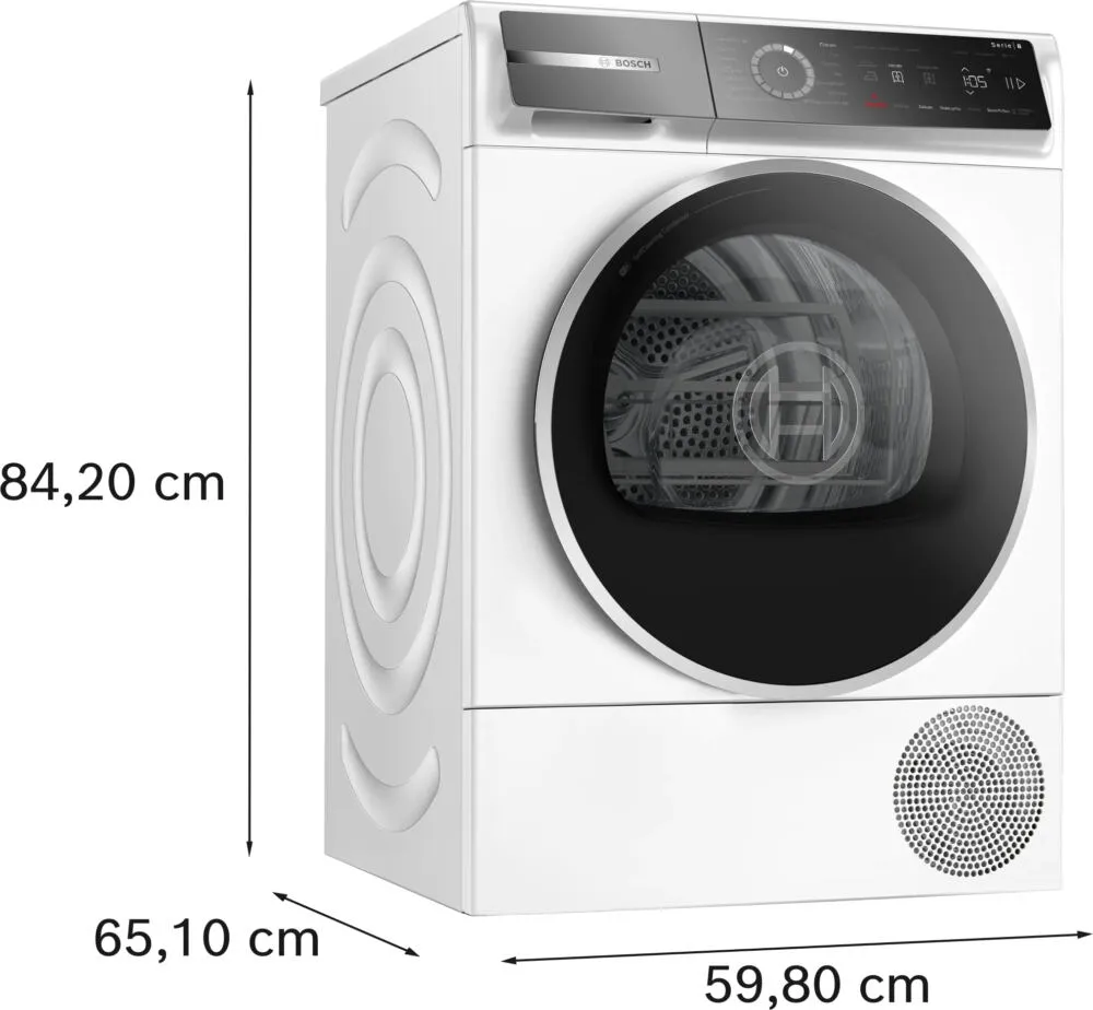 Bosch Serie 8 WQB246C0II kurutucu Solo Önden yüklemeli 9 kg Beyaz Thumbnail 4
