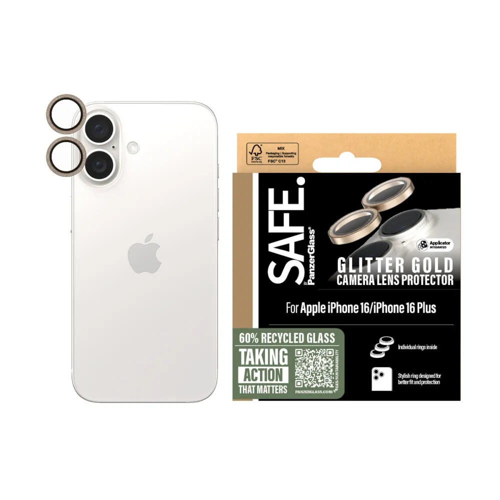 PanzerGlass SAFE. by PanzerGlass® Camera Lens Protector Glitter Gold iPhone 16 | 16 Plus SAFE95894 Thumbnail 1