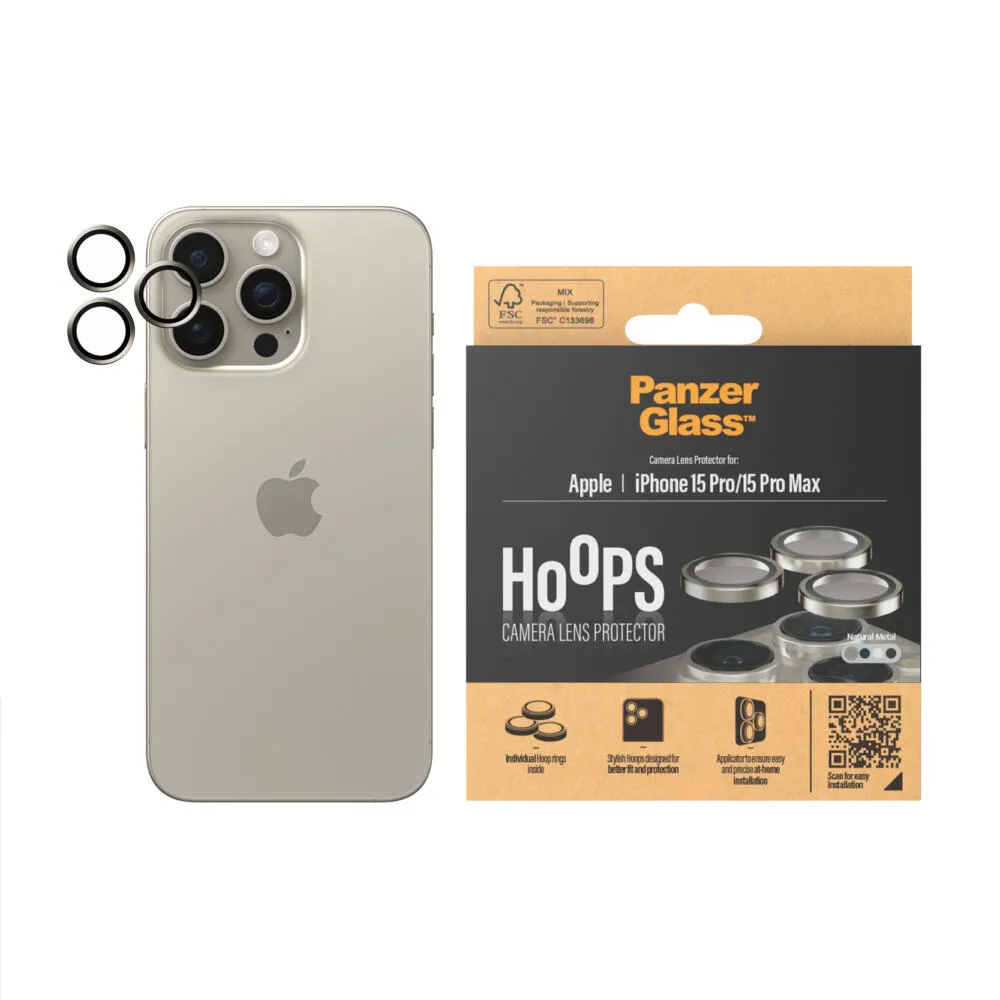 PanzerGlass® Hoops® Metal Camera Lens Protector Natural iPhone 15 Pro | 15 Pro Max 1195 Thumbnail 2