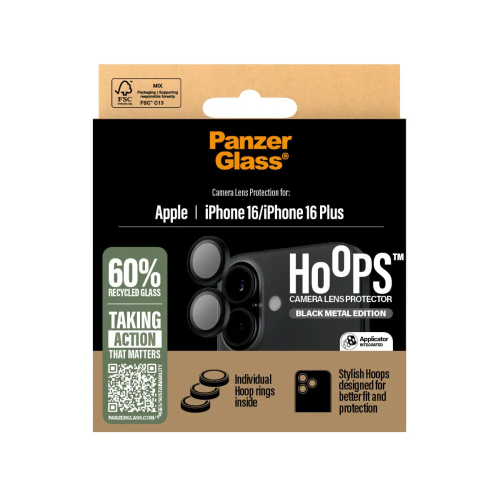 PanzerGlass® Hoops® Camera Lens Protector Black iPhone 16 | 16 Plus 1283 Thumbnail 4