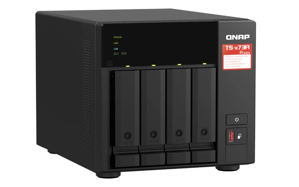 QNAP TS-473A Dikey (Tower) Ryzen Embedded V1500B 8 GB DDR4 16 TB HDD QNAP Turbo System Siyah Thumbnail 1