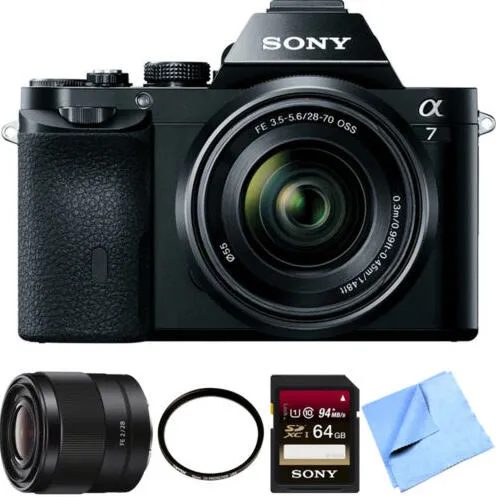 Sony α 7 + FE 28-70mm f/3.5-5.6 OSS Lens Bunble MILC 24,3 MP CMOS 6000 x 4000 Piksel Siyah Digital Kamera