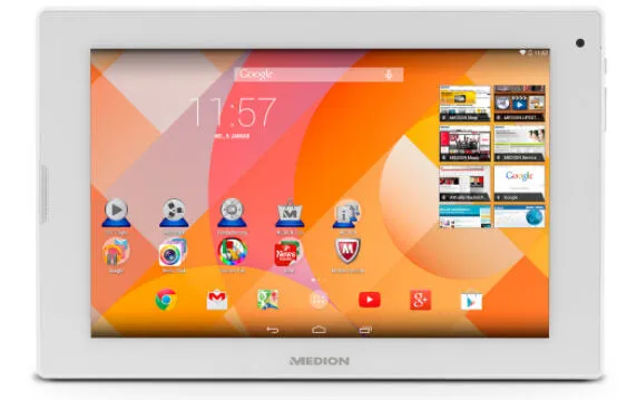 MEDION LIFETAB P8911 Intel Atom® 32 GB 22,6 cm (8.9") 2 GB Wi-Fi 4 (802.11n) Android Beyaz Tablet