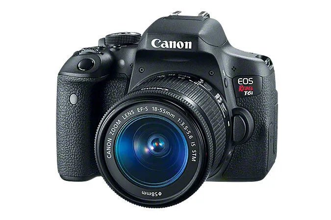Canon EOS Rebel T6i 18-55mm IS STM /55-250mm IS STM SLR Fotoğraf Makinesi Kiti 24,2 MP CMOS 6000 x 4000 Piksel Siyah Digital Kamera