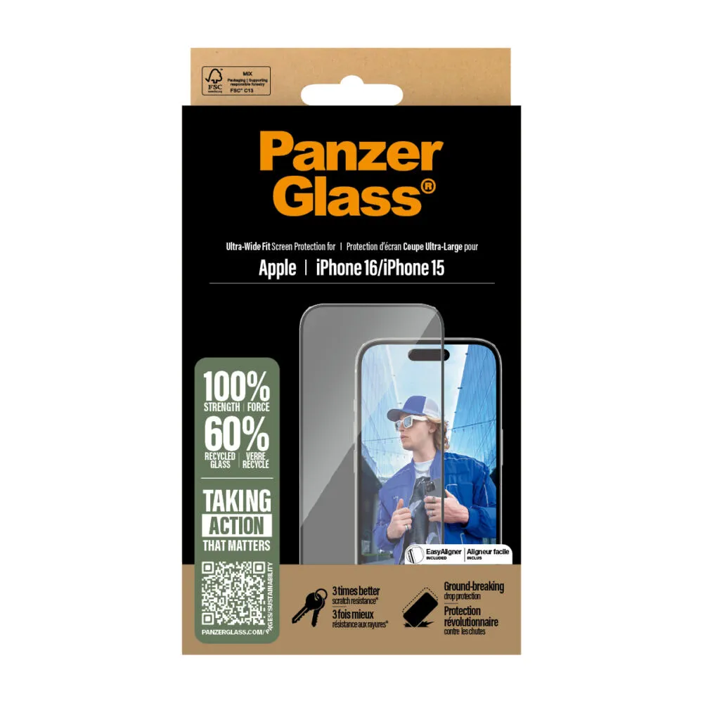 PanzerGlass® Screen Protector iPhone 16 | 15 | Ultra-Wide Fit 2861CA Thumbnail 3