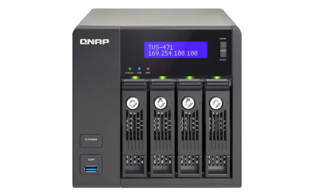 QNAP TVS-471 NAS Dikey (Tower) Intel® Core™ i3 i3-4150 4 GB DDR3 24 TB HDD QNAP Turbo System Siyah Thumbnail 0