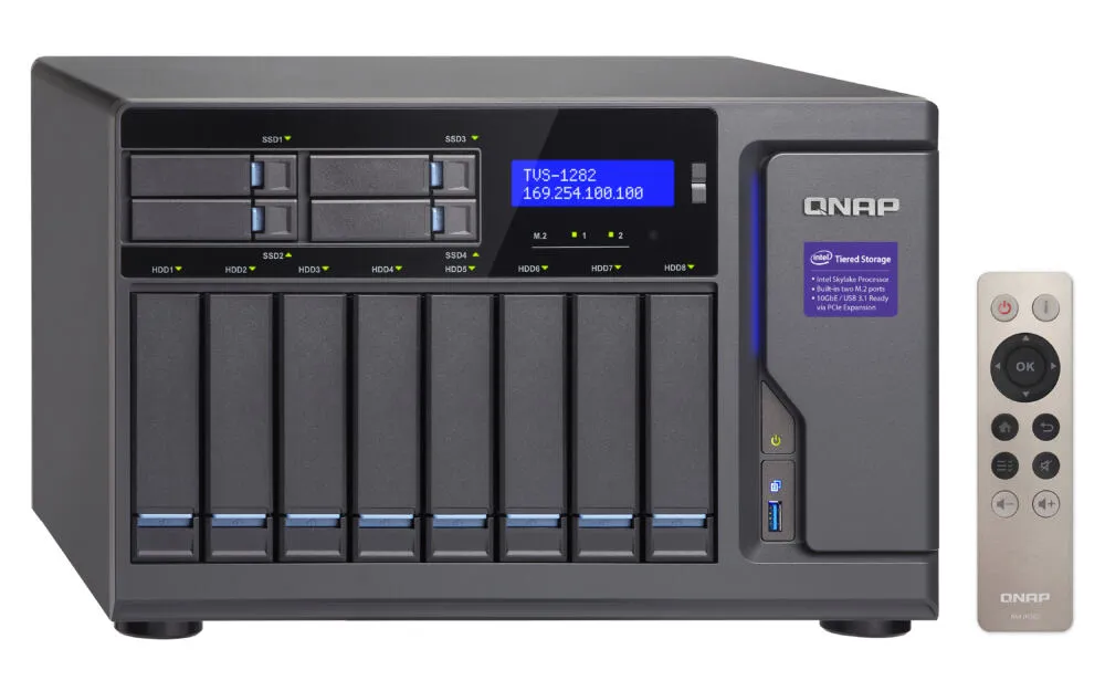 QNAP TVS-1282 NAS Dikey (Tower) Intel® Core™ i7 i7-6700 DDR4 40 TB QNAP Turbo System Siyah Thumbnail 4