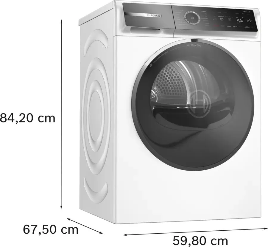 Bosch Serie 8 WRB247C9GB kurutucu Solo Önden yüklemeli 9 kg Beyaz Thumbnail 4
