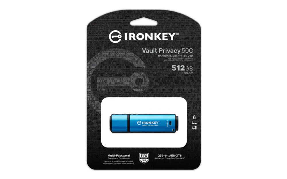 Kingston Technology IronKey Vault Privacy 50 IKVP50C/512GB 512 GB Type-C USB 3.2 310 MB/s Flash Bellek Thumbnail 4