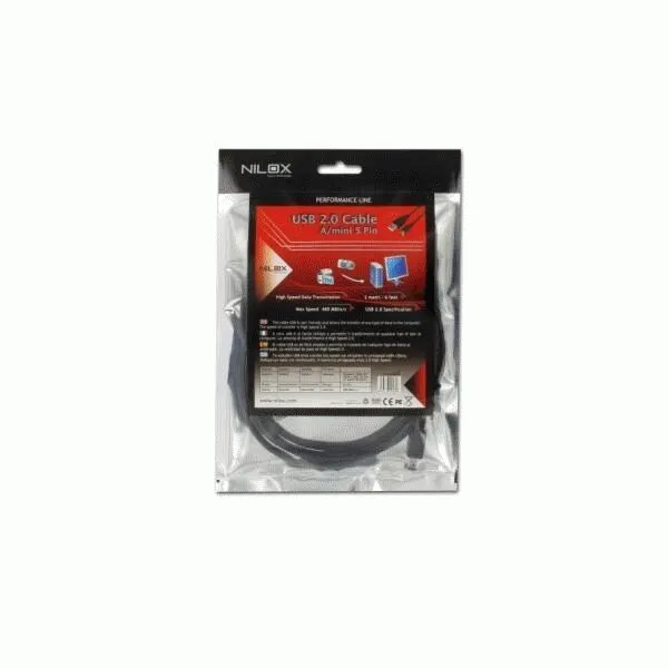 Nilox 07NXUD02MB201 USB A to Mini-USB B USB Kablosu Thumbnail 1