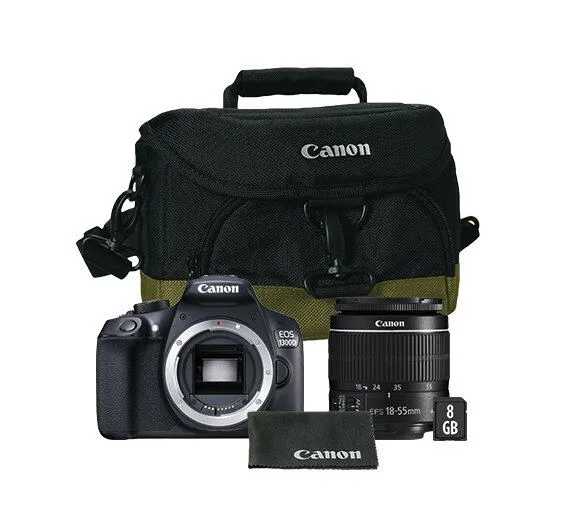 Canon EOS 1300D + 18-55mm IS SLR Fotoğraf Makinesi Kiti 18 MP CMOS 5184 x 3456 Piksel Siyah Digital Kame