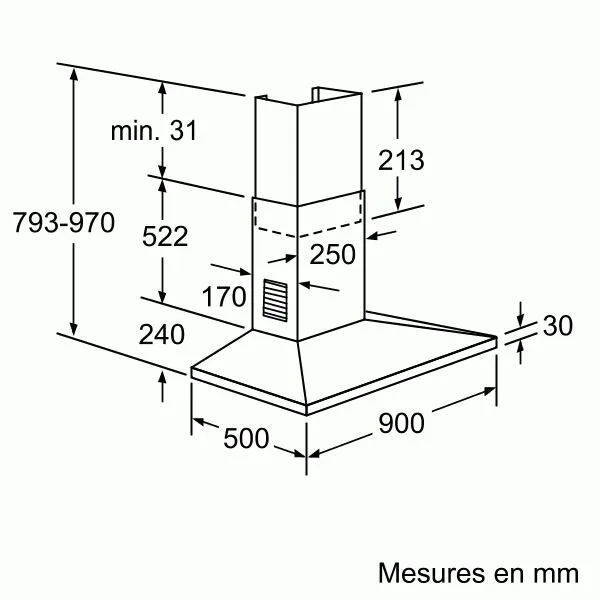 Siemens LC954WA10 ocak bacası Duvara monteli Paslanmaz çelik 400 m³/Saat Thumbnail 1