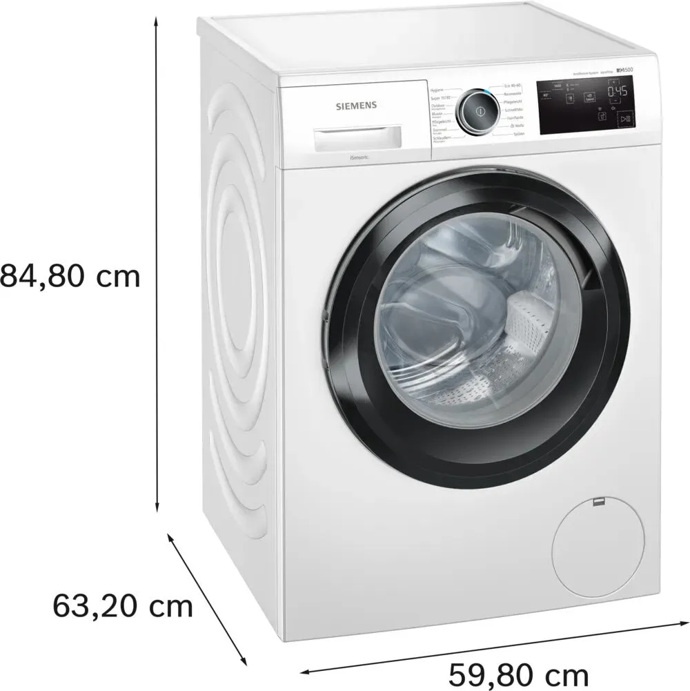 Siemens WM14UR5EM2 çamaşır makinesi Önden yüklemeli 9 kg 1351 RPM Beyaz Thumbnail 4