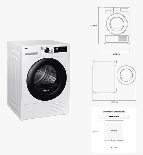 Samsung DV90DG52A0ABEP DV90DG52A0AEEP 9 kg Isı Pompalı Kurutma Makinesi Thumbnail 1