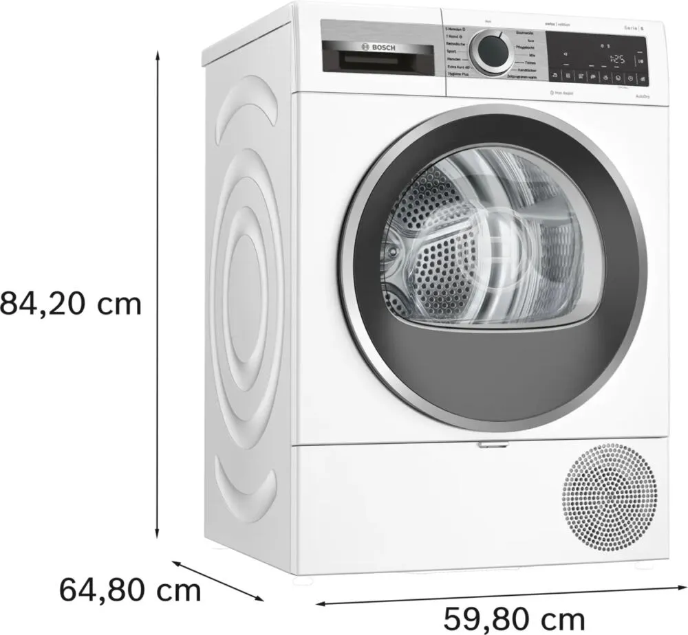 Bosch WQG233C1CH kurutucu Solo Önden yüklemeli 8 kg Beyaz Thumbnail 4