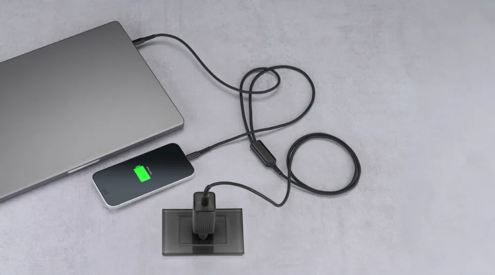Cellularline USBDATATWINC2C15MK USB kablo 1,5 m USB C 2 x USB C Siyah Thumbnail 4
