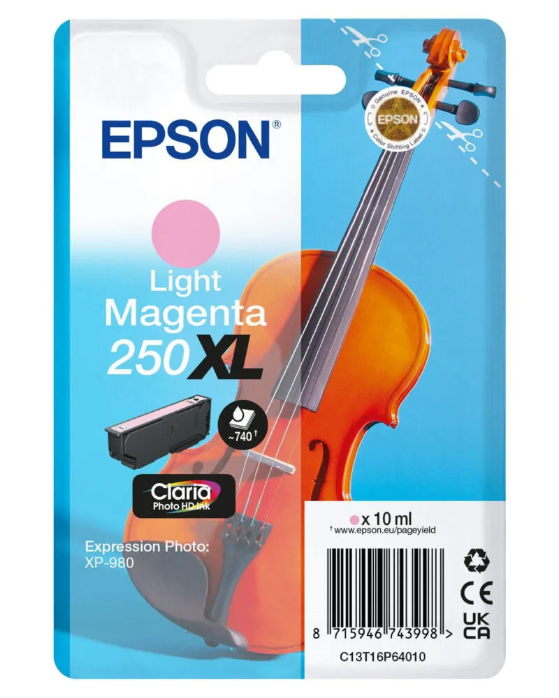 Epson 250XL Violin Claria Photo HD mürekkep kartuşu 1 adet Orijinal Yüksek (XL) Verimli Açık Macenta