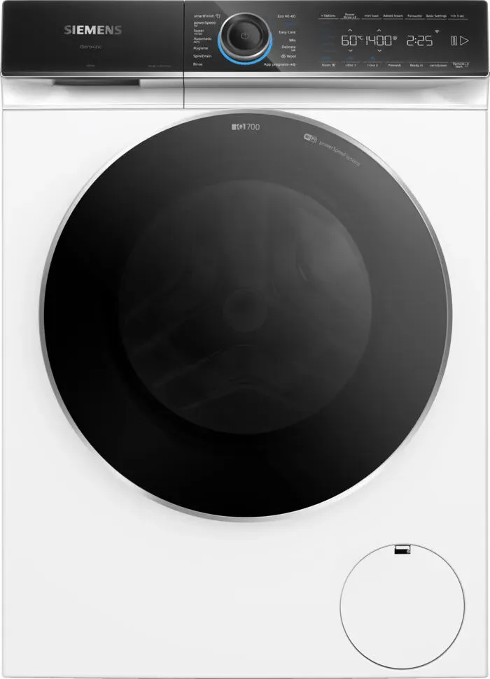 Siemens iQ700 WG44B2APDN çamaşır makinesi Önden yüklemeli 9 kg 1400 RPM Siyah, Beyaz Çamaşır Makineleri