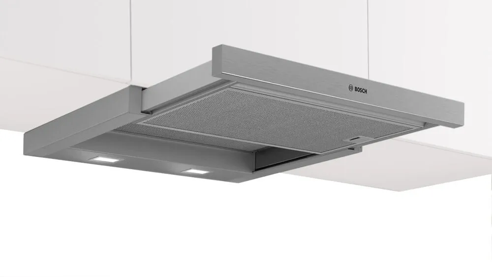 Bosch Serie 4 DFM064A53F ocak bacası Yarı yerleşik (dışa çekmeli) Gümüş 268 m³/Saat Davlumbaz ve Aspiratö