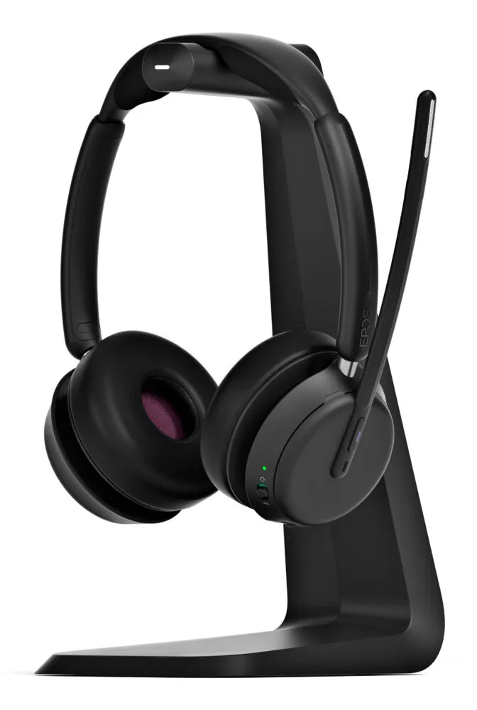 EPOS 1001173+1001120 kulaklık ve mikrofonlu kulaklık Kablosuz Saç bandı Ofis/Çağrı merkezi Bluetooth Şarj standı Siyah