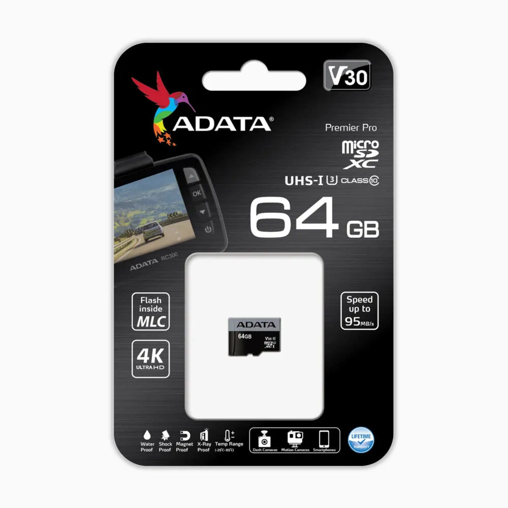 ADATA microSDXC (UHS-I U3 CLASS10) 64 GB AUSDX64GUI3V30S-R Thumbnail 1