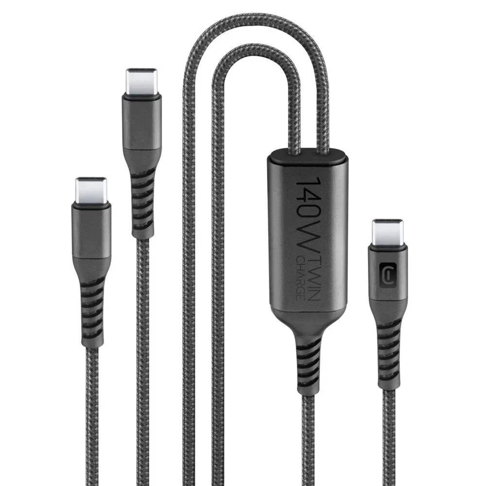 Cellularline USBDATATWINC2C15MK USB kablo 1,5 m USB C 2 x USB C Siyah USB Cihaz